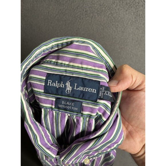 Ralph Lauren Shirt Mens 2XL Blake Button Down Long Sleeve Stripe Dress Casual - Picture 4 of 11